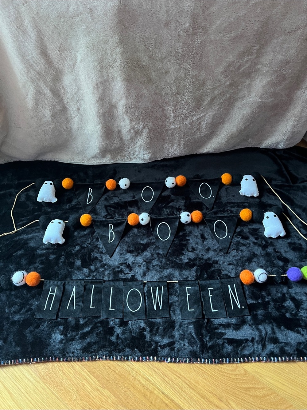 Rae Dunn Black, White, Orange Halloween Banner Garland
